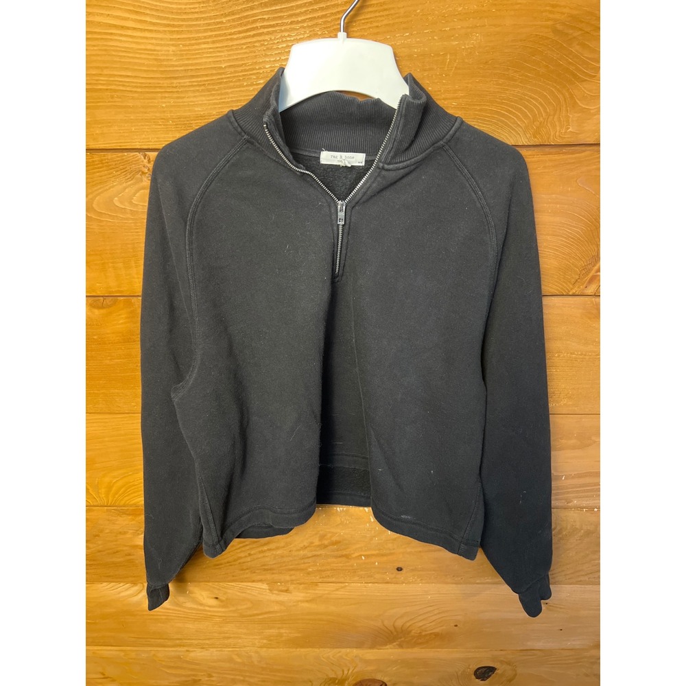 rag & bone New York Black Pullover M Sweatshirt Quarter Zip Quilted Detail
Elbow